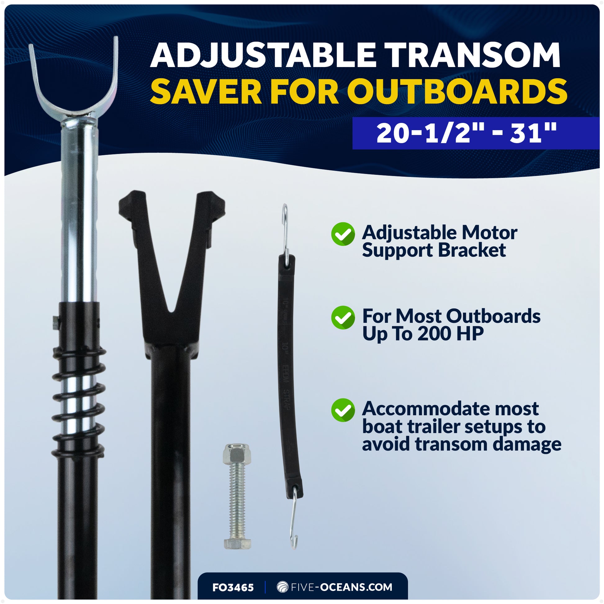 Adjustable Transom Saver for Outboards Up to 200 HP - FO3465 - Five Oceans