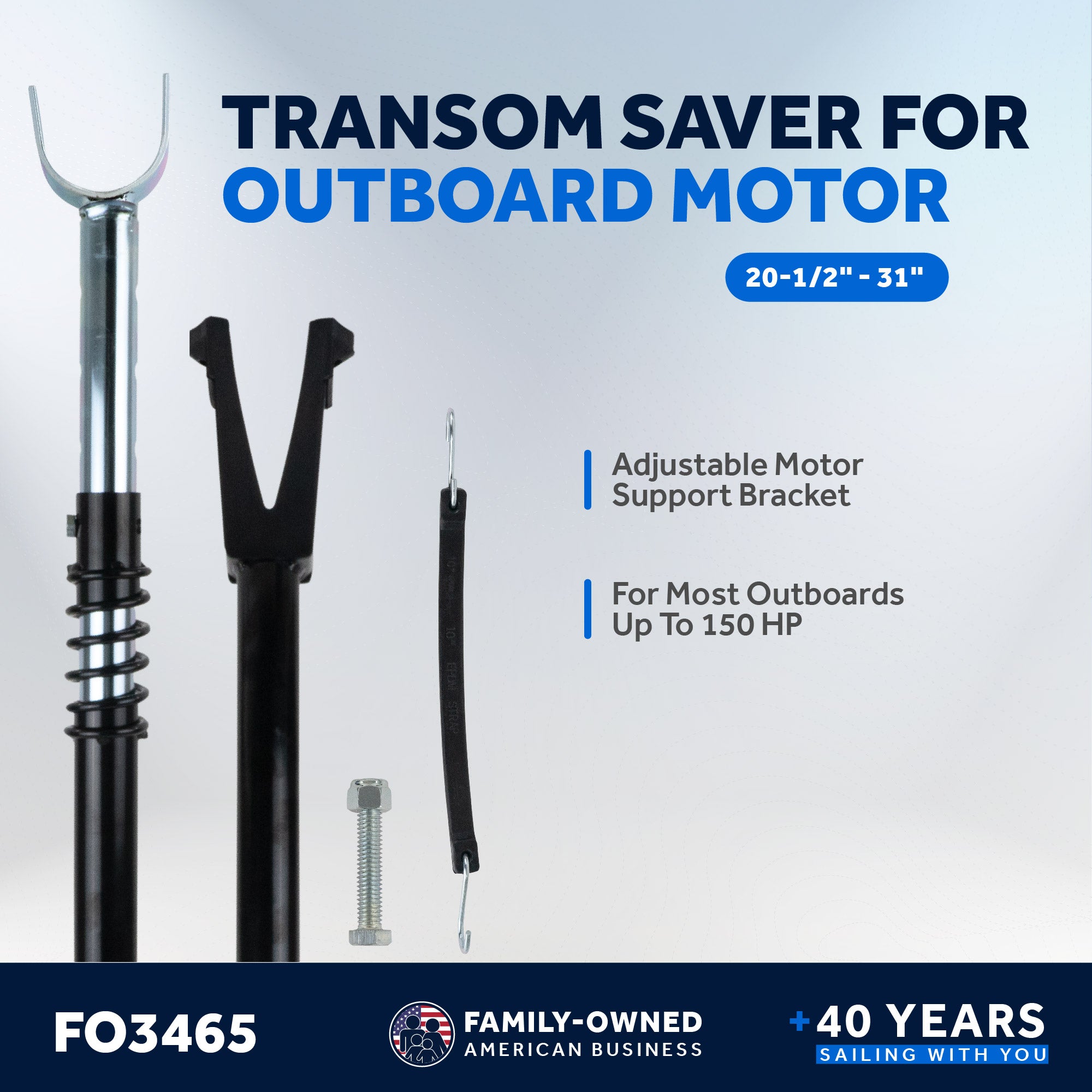 Transom Saver for Outboard Motor, Adjustable from 20-1/2" to 31" - FO3465 - Five Oceans