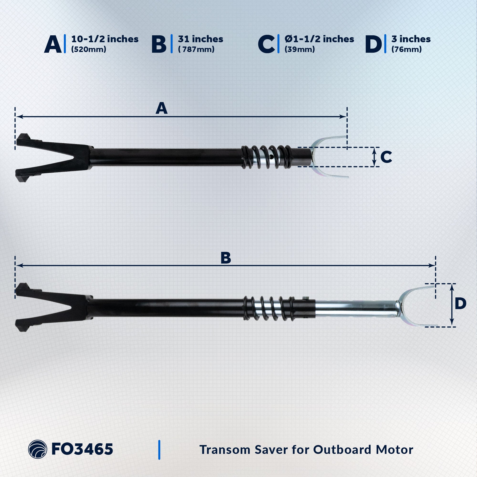 Transom Saver for Outboard Motor, Adjustable from 20-1/2" to 31" - FO3465 - Five Oceans
