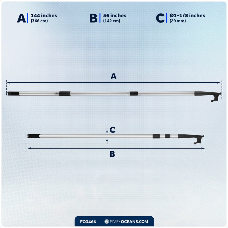 Telescoping Hook 56" - 144", Aluminum - FO3466 - Five Oceans