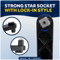10" Universal Winch Handle Single Grip, Lock-in Mechanism, Black Aluminum, 2-Pack - FO3514-M2 - Five Oceans