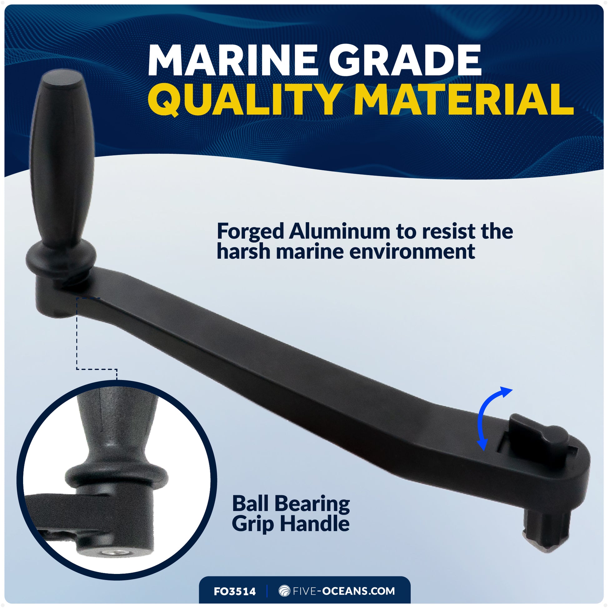 Universal Lock-in Style Winch Handle 10" - FO3514 - Five Oceans