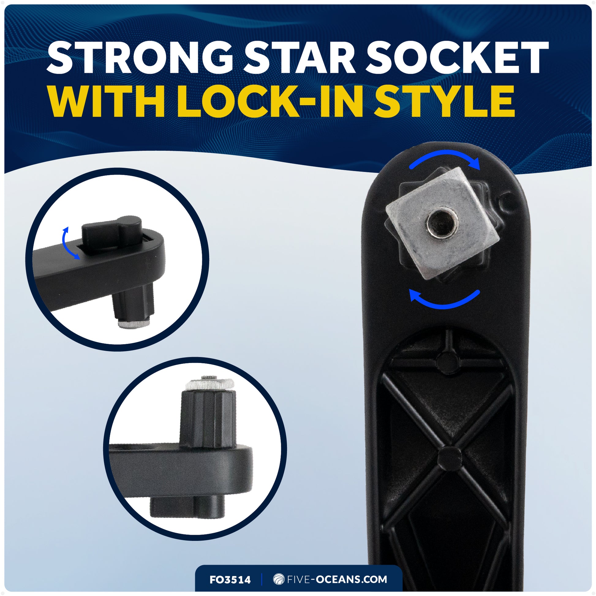 Universal Lock-in Style Winch Handle 10" - FO3514 - Five Oceans