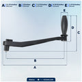 10" Universal Winch Handle Single Grip, Lock-in Mechanism, Black Aluminum - FO3514 - Five Oceans
