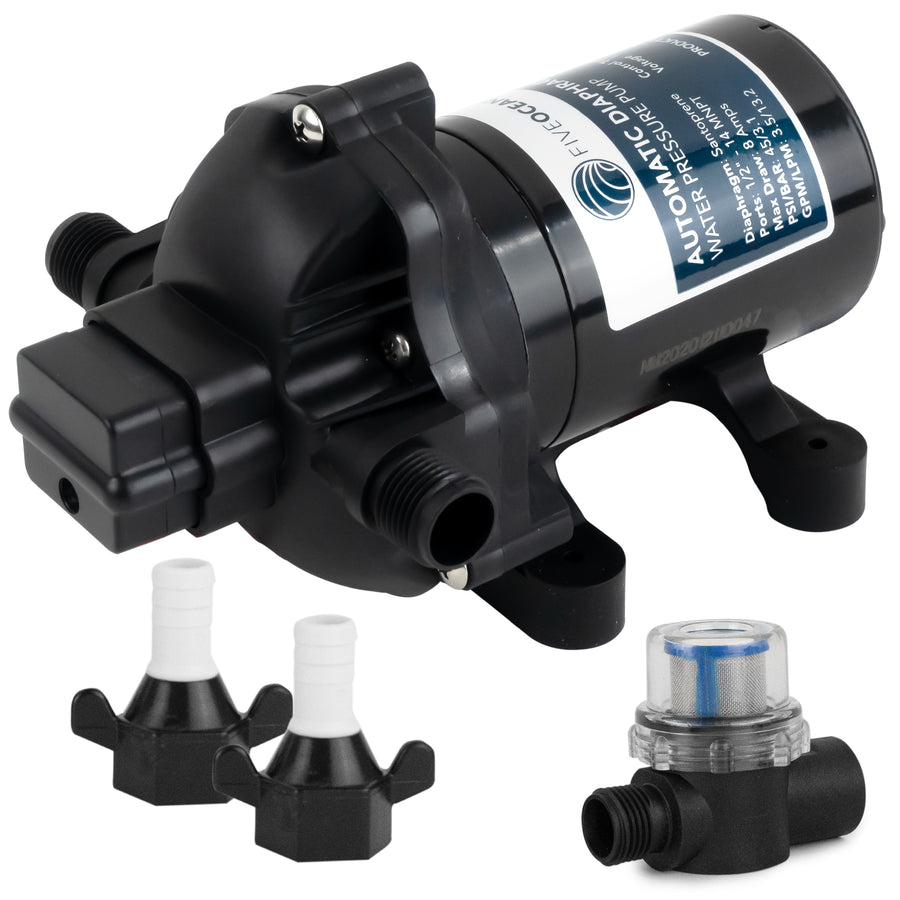 Automatic Diaphragm Water Pump, 3.0 GPM / 11.3 LPM, 45PSI, 12V DC - FO3605 - Five Oceans
