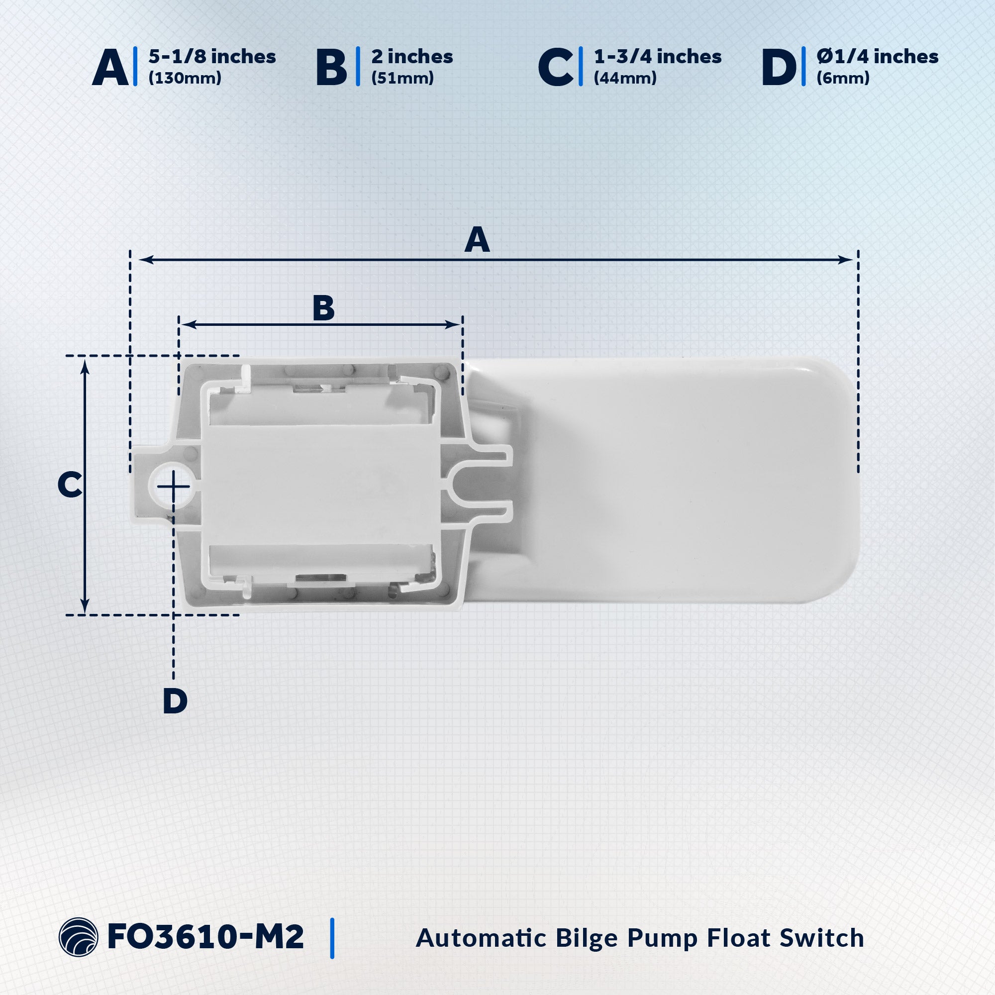 12-24-32-Volts Automatic Bilge Pump Float Switch, Heavy-Duty, Mercury Free, 20-Amps Max, 2-Pack - FO3610-M2 - Five Oceans