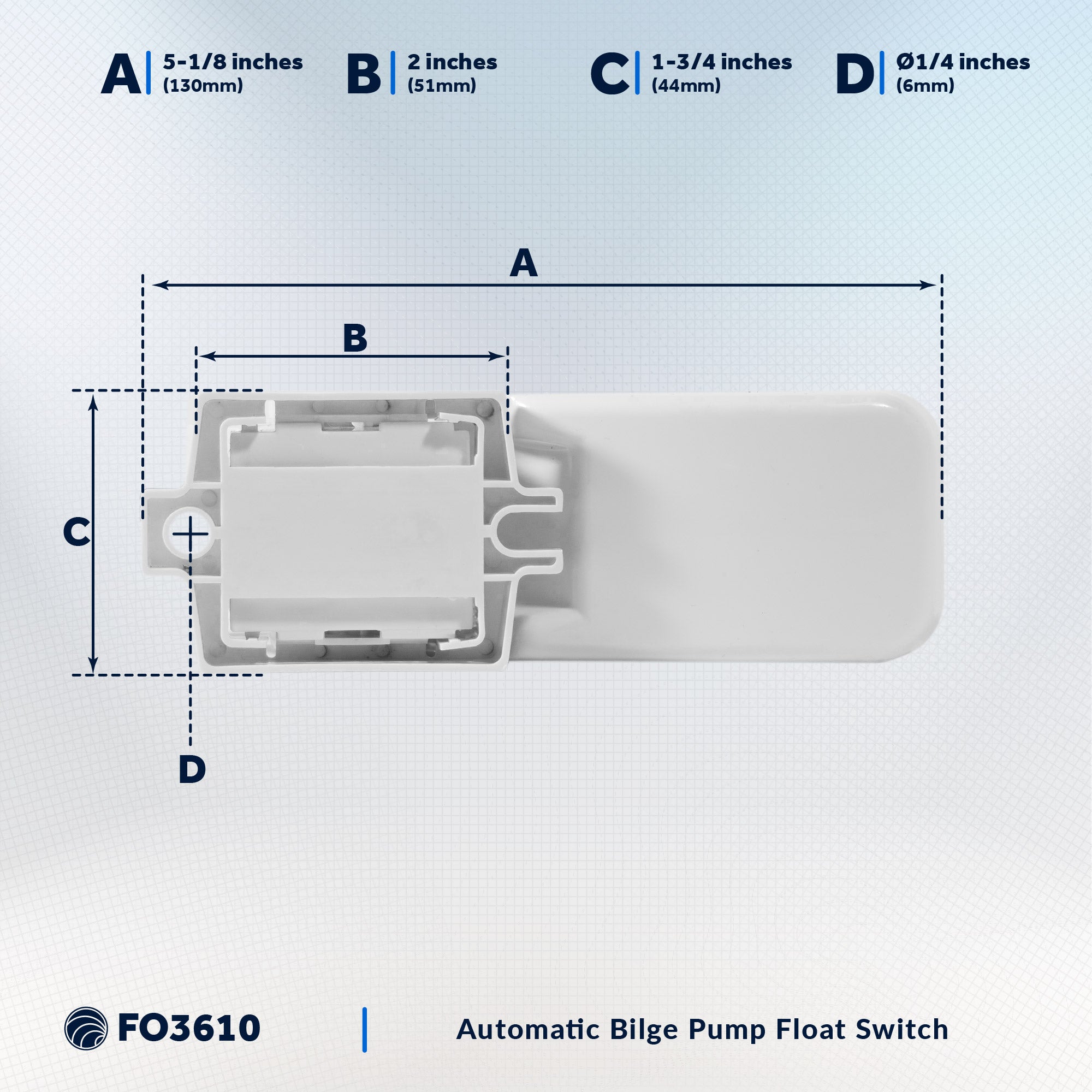 12-24-32-Volts Automatic Bilge Pump Float Switch, Heavy-Duty, Mercury Free, 20-Amps Max - FO3610 - Five Oceans