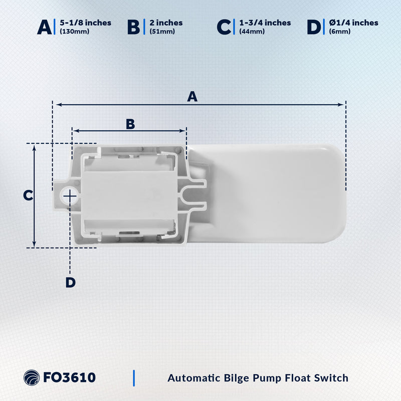 Automatic Bilge Pump Float Switch 12/24/32V - Mercury-Free, 20A Max - FO3610 - Five Oceans