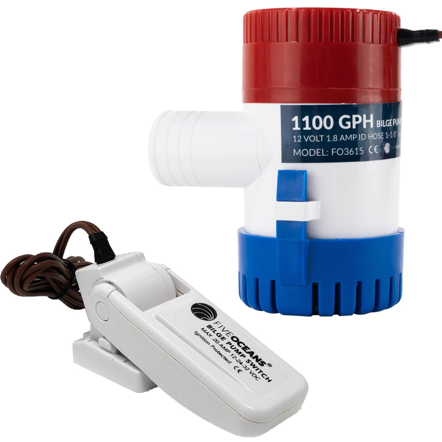1100 GPH / 4164 LPH Automatic Bilge Pump Kit, 12V - FO3615-C1 - Five Oceans