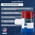 1100 GPH / 4164 LPH Automatic Bilge Pump Kit, 12V - FO3615-C1 - Five Oceans