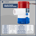 1100 GPH / 4164 LPH Bilge Pump 12V - 1-1/8" Hose ID Port - FO3615 - Five Oceans