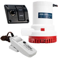 Bilge Pump Kit, 2000 GPH / 7571 LPH, Barbed 1-1/8" (29mm) Outlet Diameter, Float Switch and 3-Way Panel Switch, 12VDC - FO3616-C1 - Five Oceans
