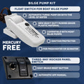 Bilge Pump Kit, 2000 GPH / 7571 LPH, Barbed 1-1/8" (29mm) Outlet Diameter, Float Switch and 3-Way Panel Switch, 12VDC - FO3616-C1 - Five Oceans