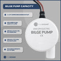 Bilge Pump Kit, 2000 GPH / 7571 LPH, Barbed 1-1/8" (29mm) Outlet Diameter, Float Switch and 3-Way Panel Switch, 12VDC - FO3616-C1 - Five Oceans