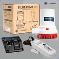 Bilge Pump Kit, 2000 GPH / 7571 LPH, Barbed 1-1/8" (29mm) Outlet Diameter, Float Switch and 3-Way Panel Switch, 12VDC - FO3616-C1 - Five Oceans