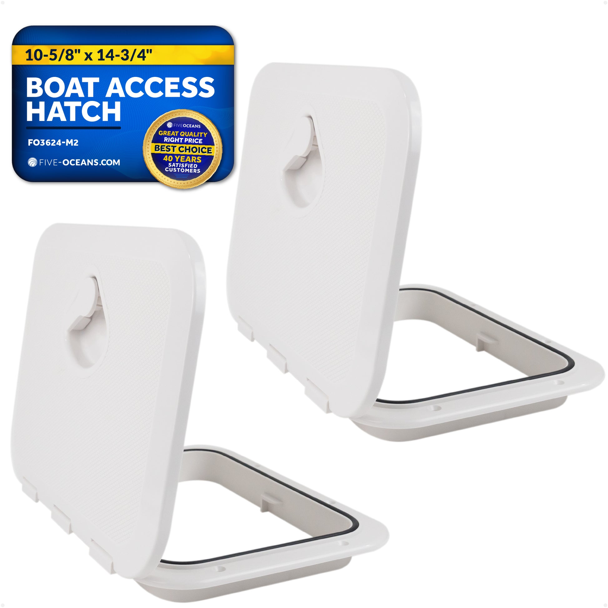 Boat Access Hatch 10-5/8" x 14-3/4" Recessed Handle Locking System, White, 2-Pack - FO3624-M2 - Five Oceans