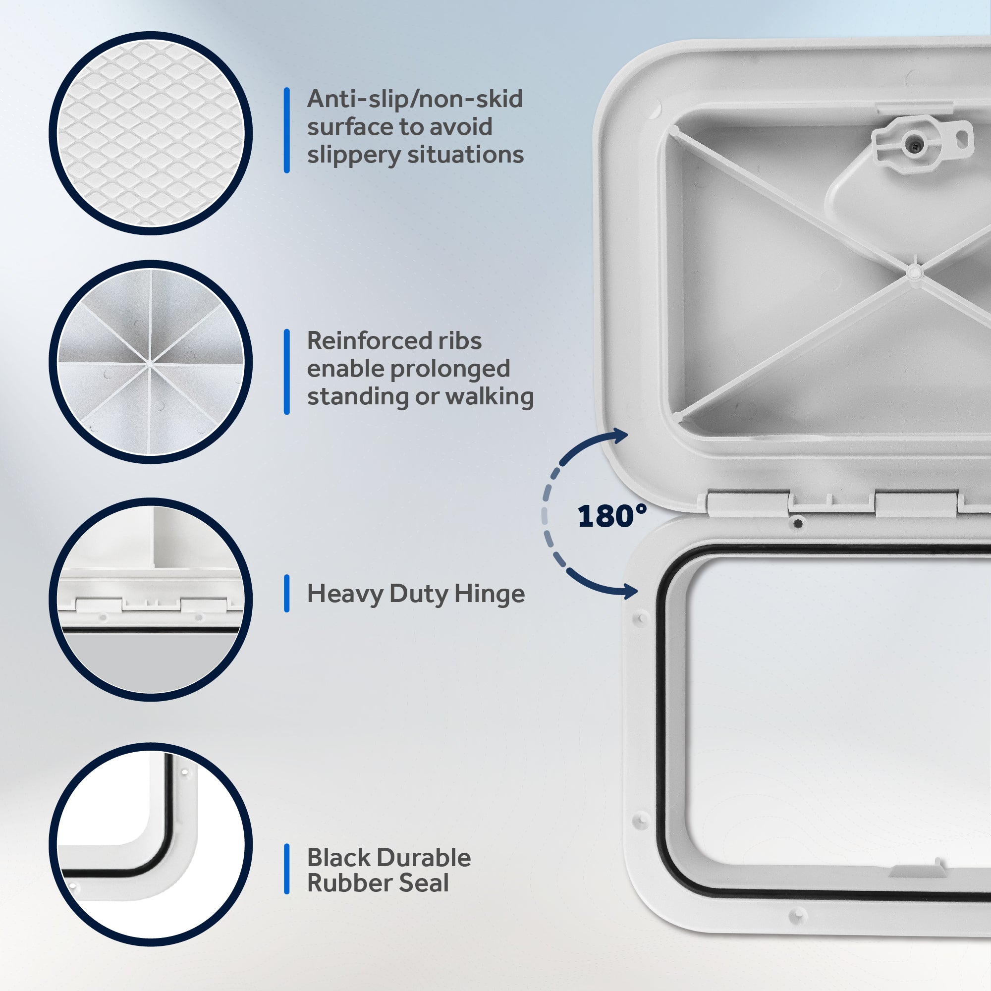 Boat Access Hatch 10-5/8" x 14-3/4" Recessed Handle Locking System, White, 2-Pack - FO3624-M2 - Five Oceans