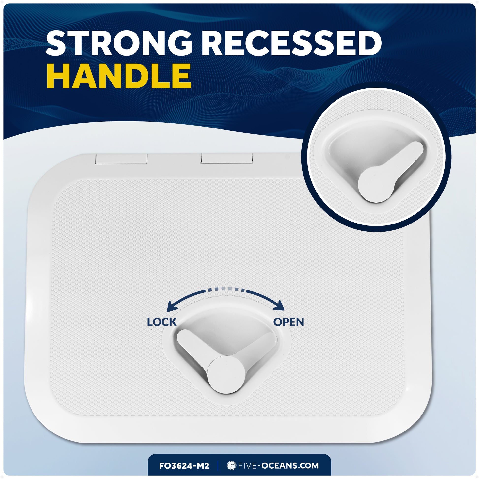 Boat Access Hatch 10-5/8" x 14-3/4" Recessed Handle Locking System, White, 2-Pack - FO3624-M2 - Five Oceans