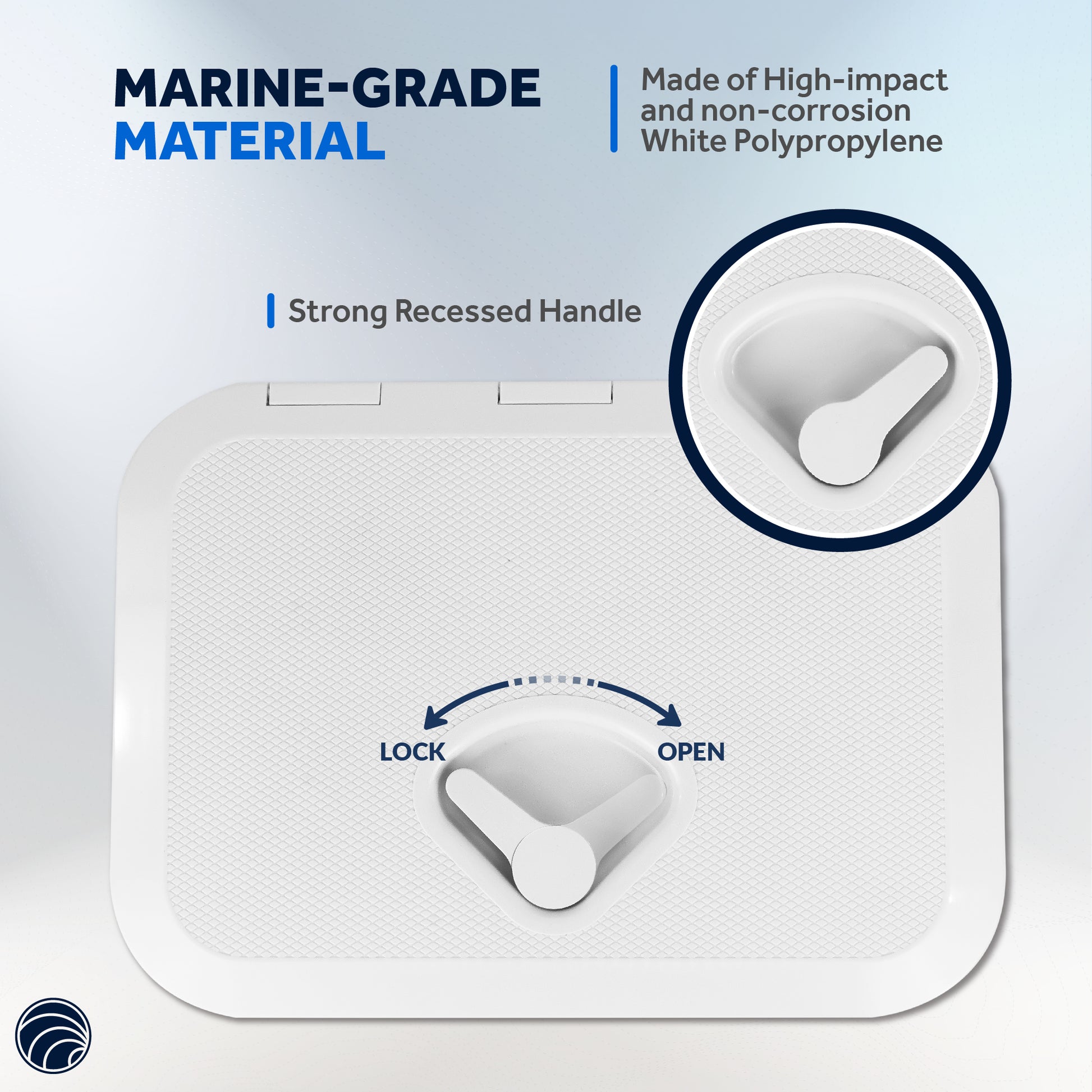Boat Access Hatch, 10-5/8" x 14-3/4" Recessed Handle Locking System, White - FO3624 - Five Oceans