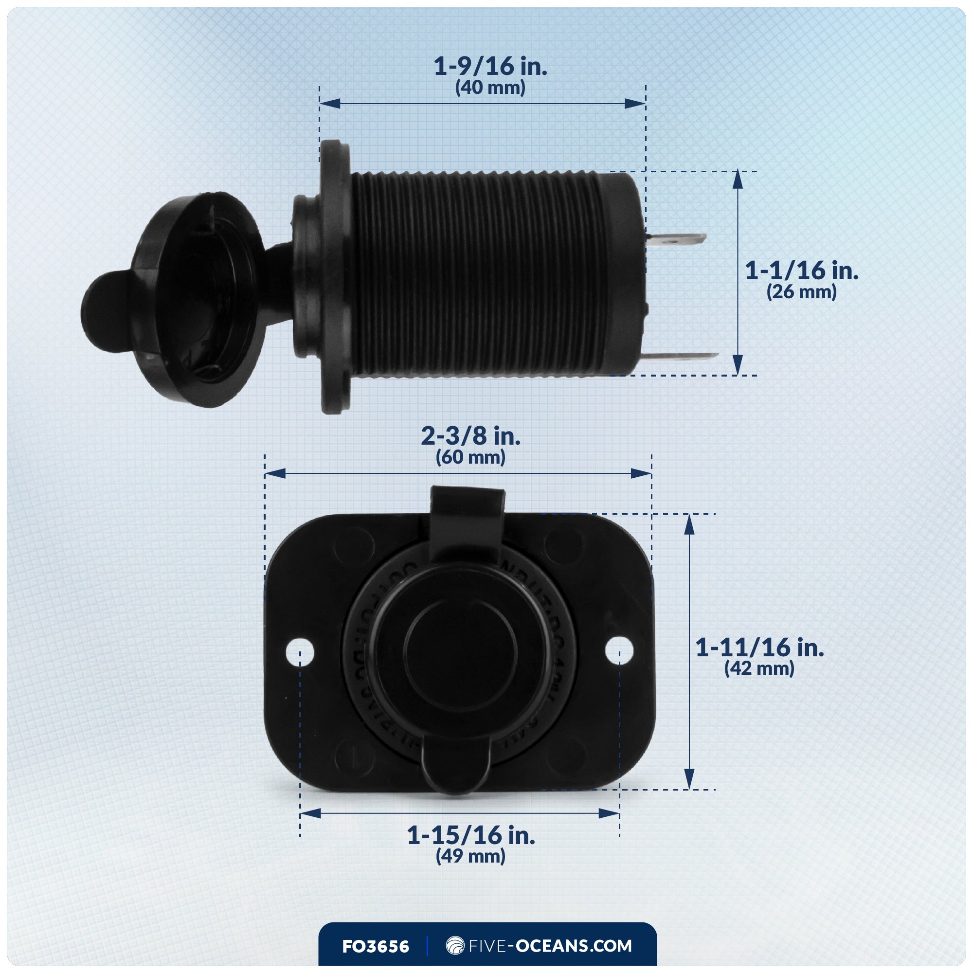 2-Port USB Charger Socket, 12-24V - FO3656