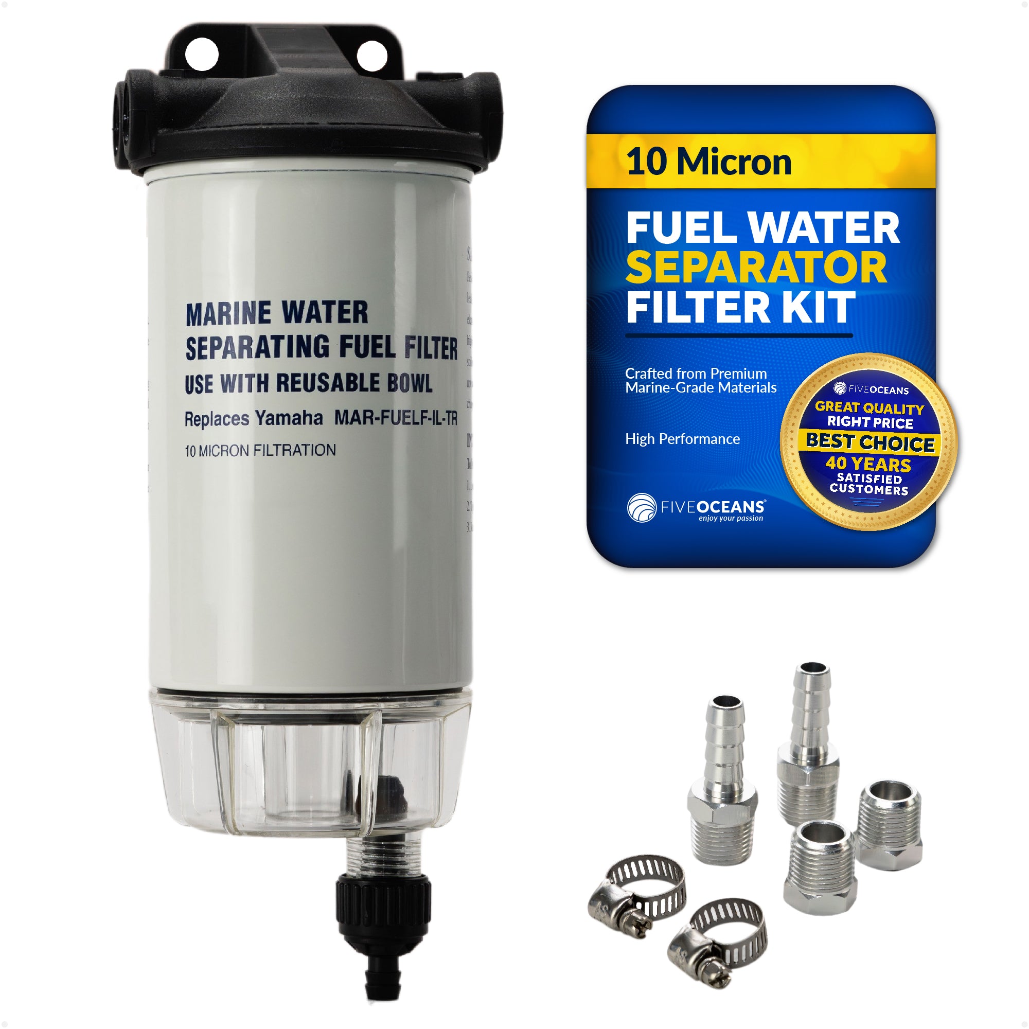 Fuel Line Water Separator Filter Assembly for MAR-FUELF-IL-TR - FO3667 - Five Oceans