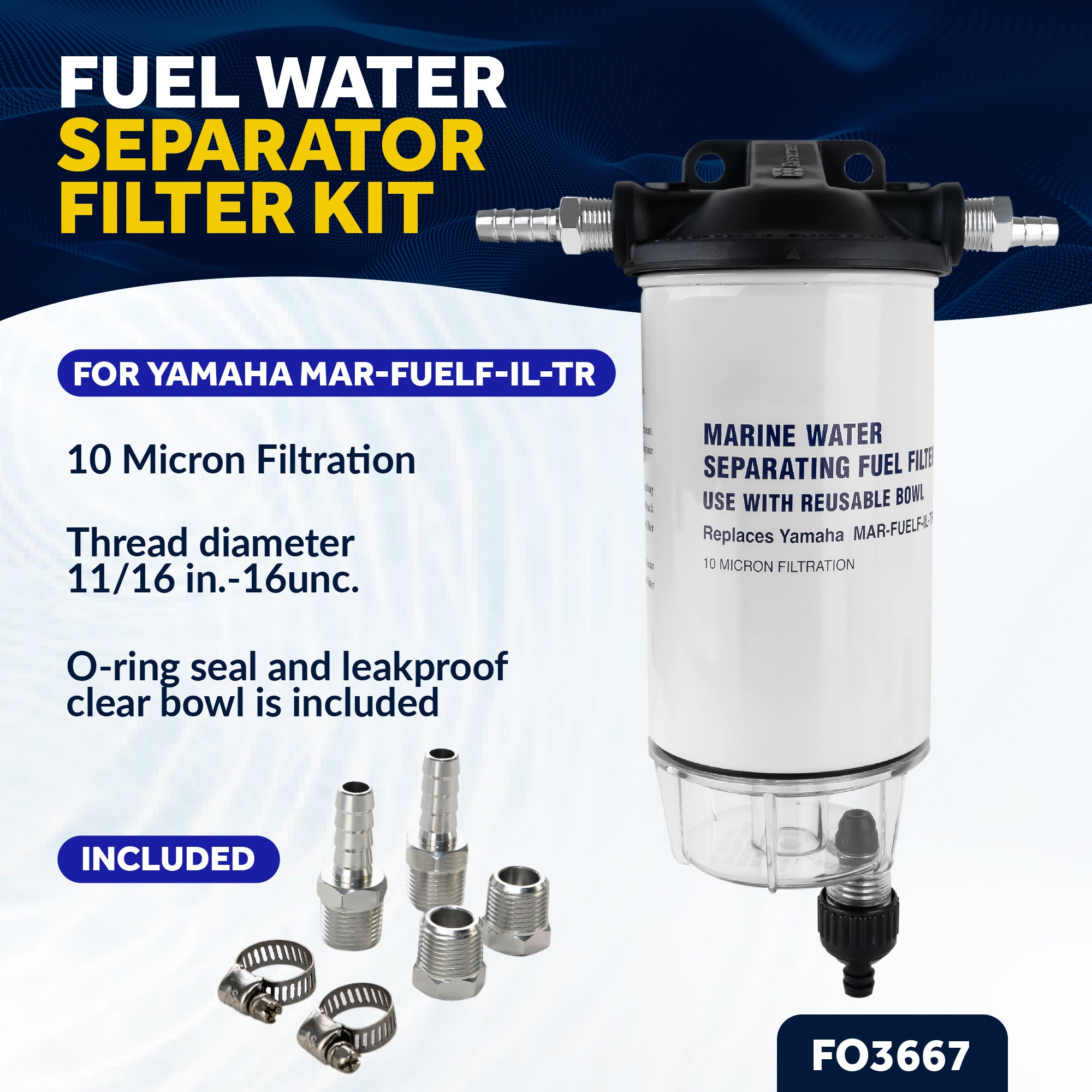 Fuel Line Water Separator Filter Assembly for MAR-FUELF-IL-TR - FO3667 - Five Oceans