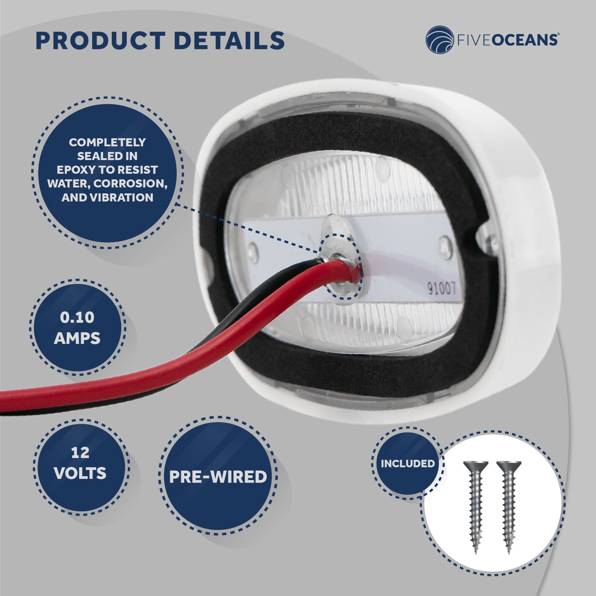 LED Courtesy Accent Light, White Oblong, Cool White, 2-Pack - FO3672-M2 - Five Oceans