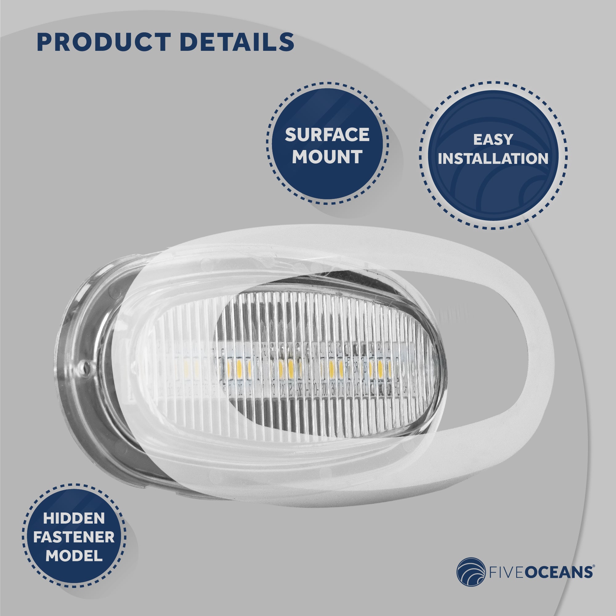 LED Courtesy Accent Light, White Oblong, Cool White, 2-Pack - FO3672-M2 - Five Oceans
