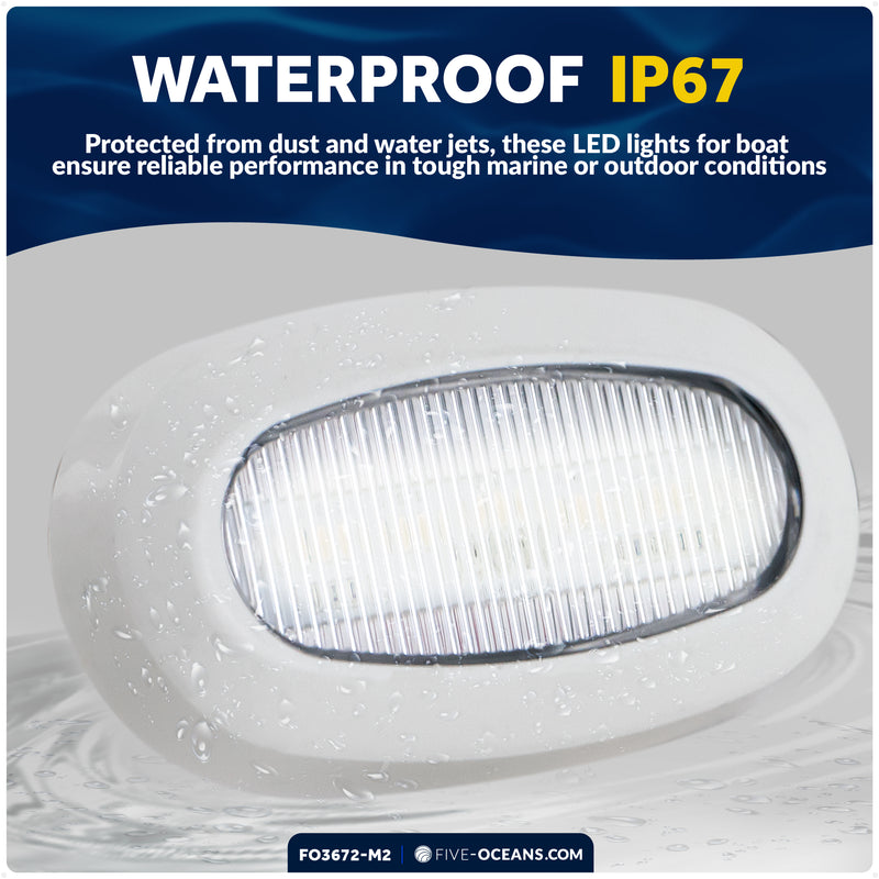 Oval LED Surface-Mount Courtesy / Accent Light, Cool White, 12V, 2-Pack - FO3672-M2 - Five Oceans