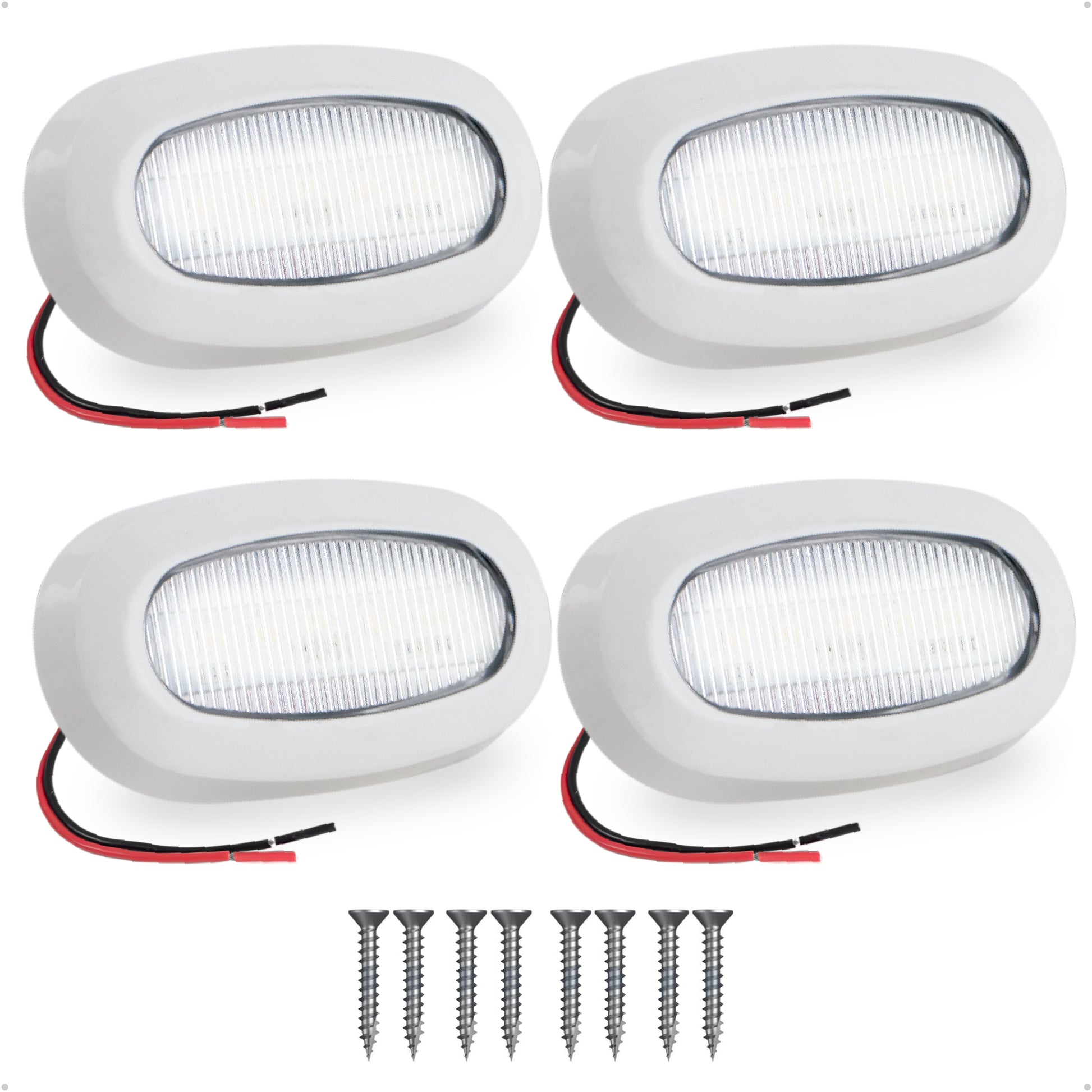 Oval LED Surface-Mount Courtesy / Accent Light, Cool White, 12V, 4-Pack - FO3672-M4 - Five Oceans