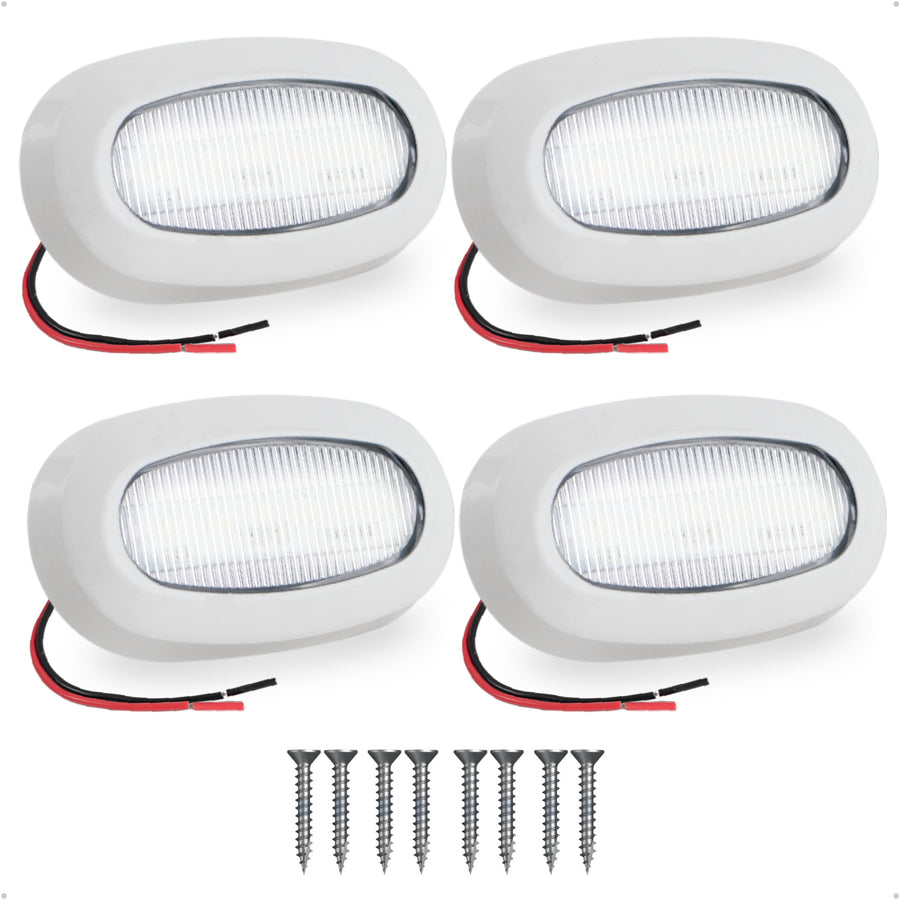 Oval LED Surface-Mount Courtesy / Accent Light, Cool White, 12V, 4-Pack - FO3672-M4 - Five Oceans