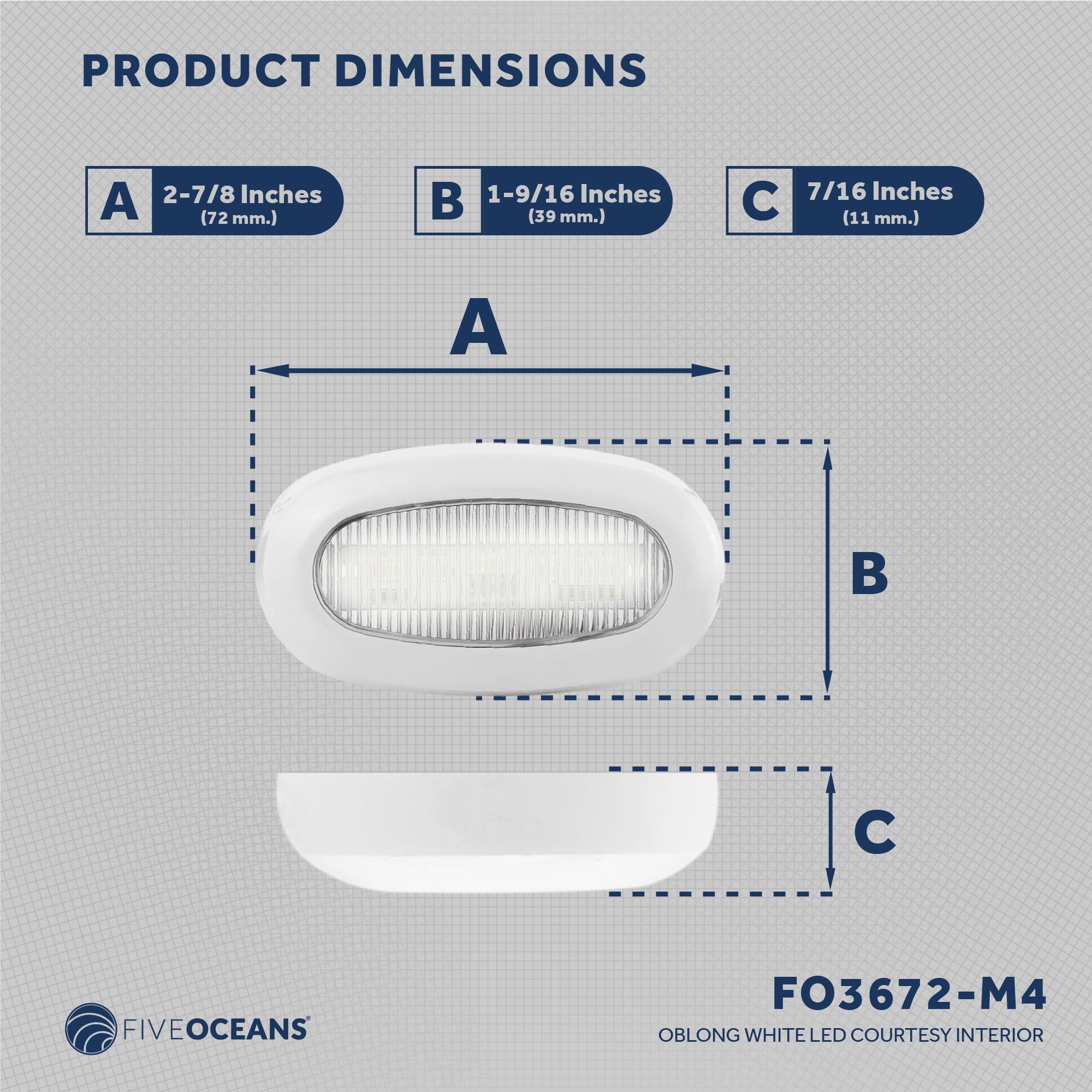 LED Courtesy Accent Light, White Oblong, Cool White, 4-Pack - FO3672-M4 - Five Oceans