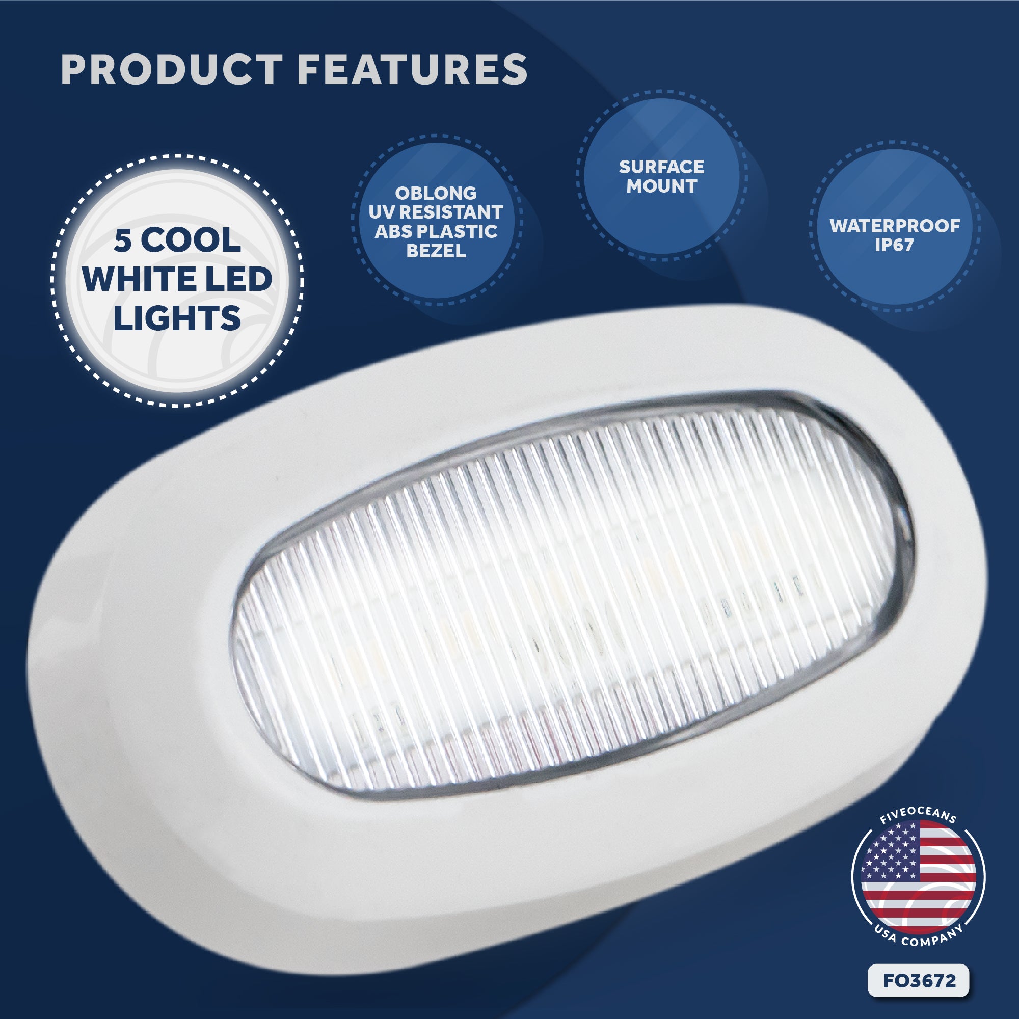 LED Courtesy Accent Light, White Oblong, Cool White - FO3672 - Five Oceans