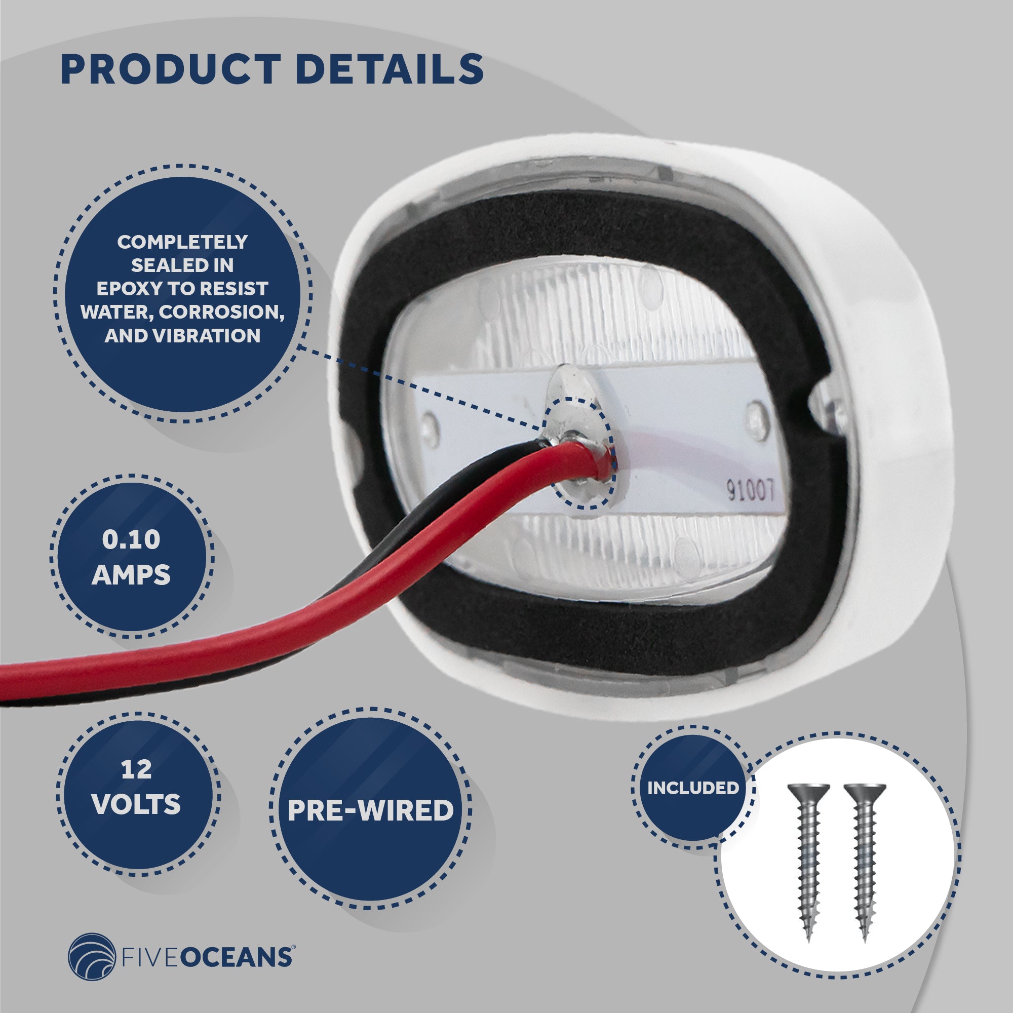 LED Courtesy Accent Light, White Oblong, Cool White - FO3672 - Five Oceans