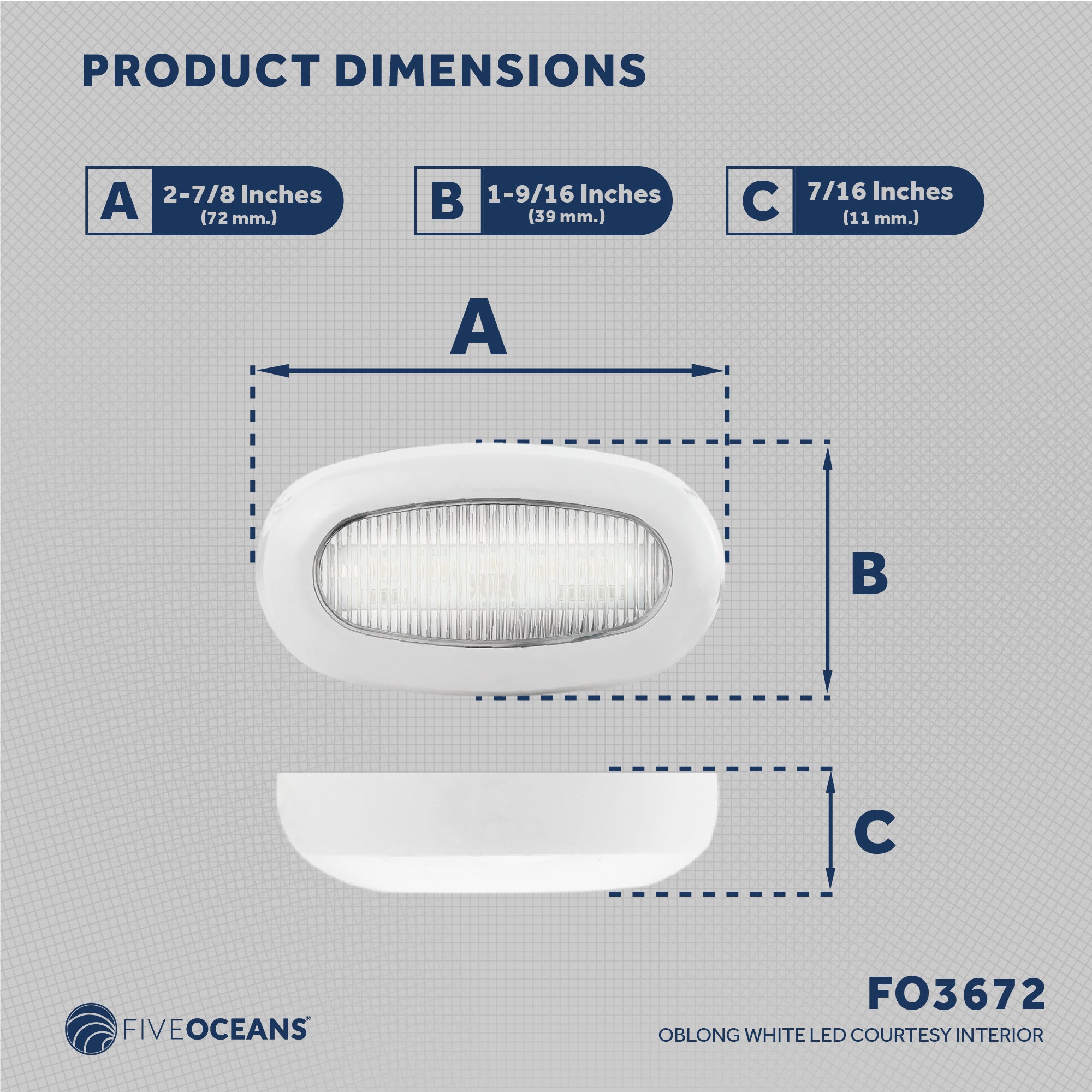 LED Courtesy Accent Light, White Oblong, Cool White - FO3672 - Five Oceans