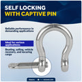 1/4" Captive Screw Pin Bow Anchor Shackle, AISI316 Stainless Steel