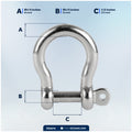 1/4" Captive Screw Pin Bow Anchor Shackle, AISI316 Stainless Steel