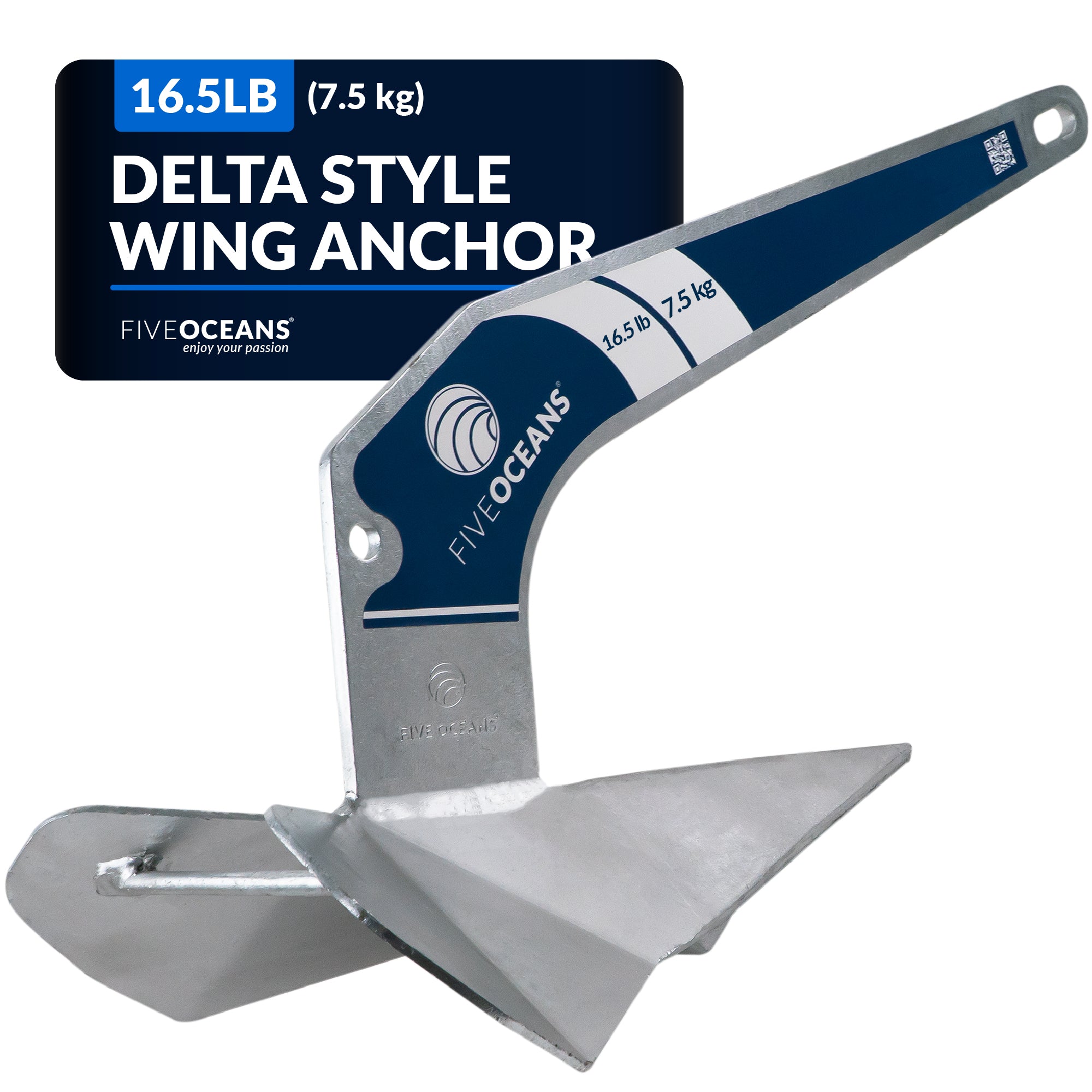 Delta Style Wing Anchor, 16.5 Lb Hot Dipped Galvanized Steel - FO3685