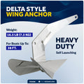 16.5 Lb / 7.5 Kg. Delta Anchor, AISI316 Stainless Steel - FO3688 - Five Oceans