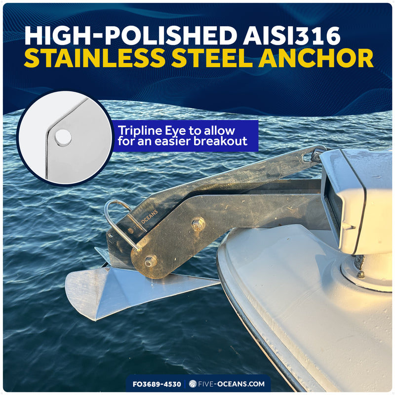 22 Lb / 10 Kg. Delta Anchor Kit for Windlass Systems, AISI316 Stainless Steel