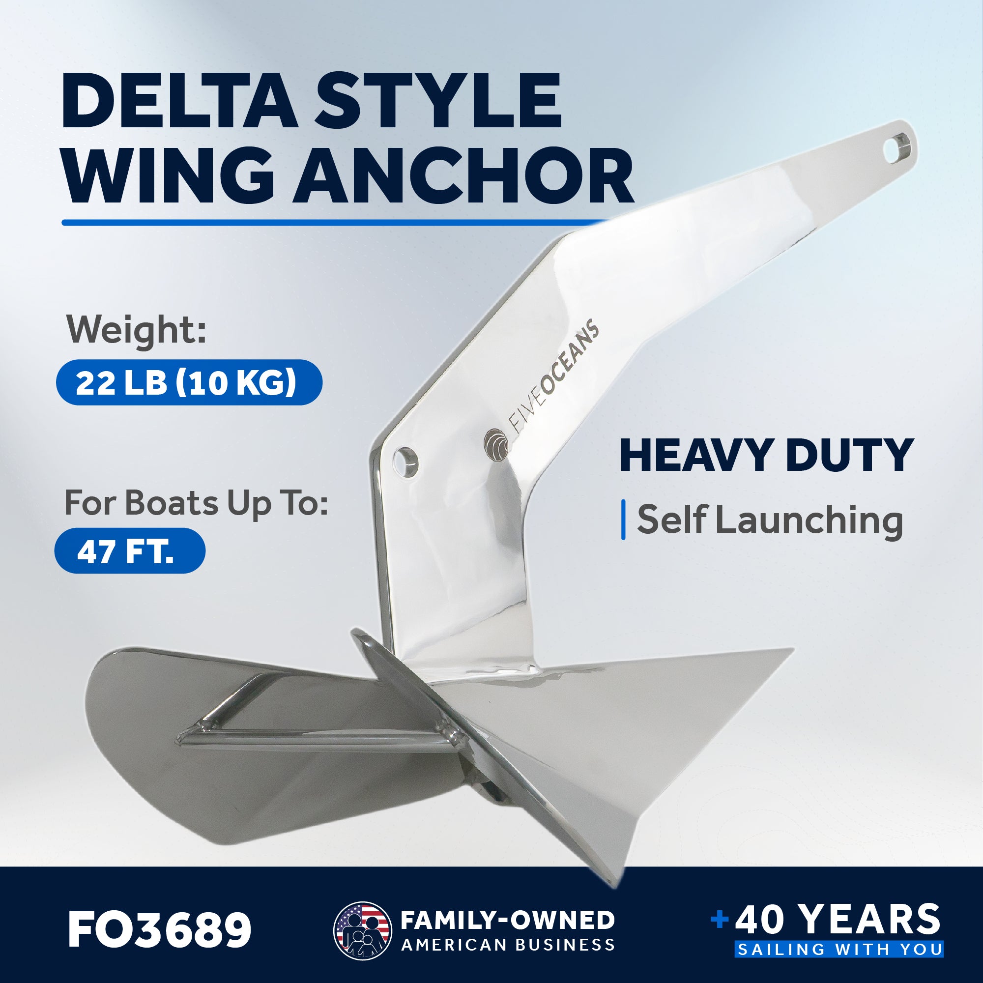 Delta Style Wing Anchor, 22 Lb Stainless Steel - FO3689