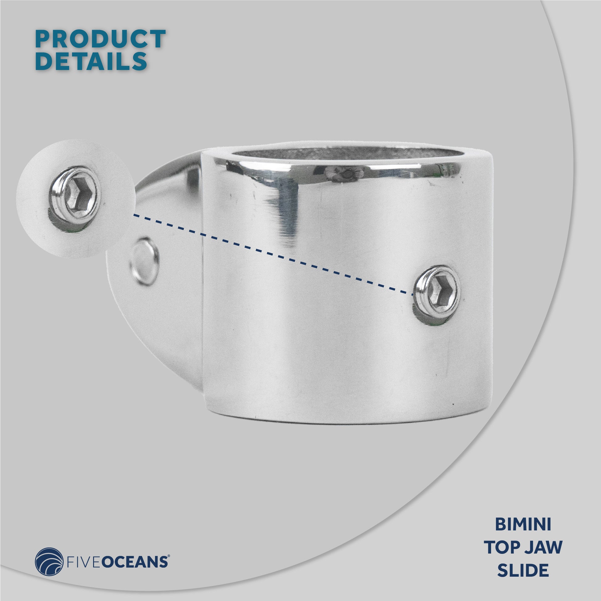 Bimini Top Hardware 7/8" Jaw Slide, AISI316 Stainless Steel - FO369 - Five Oceans