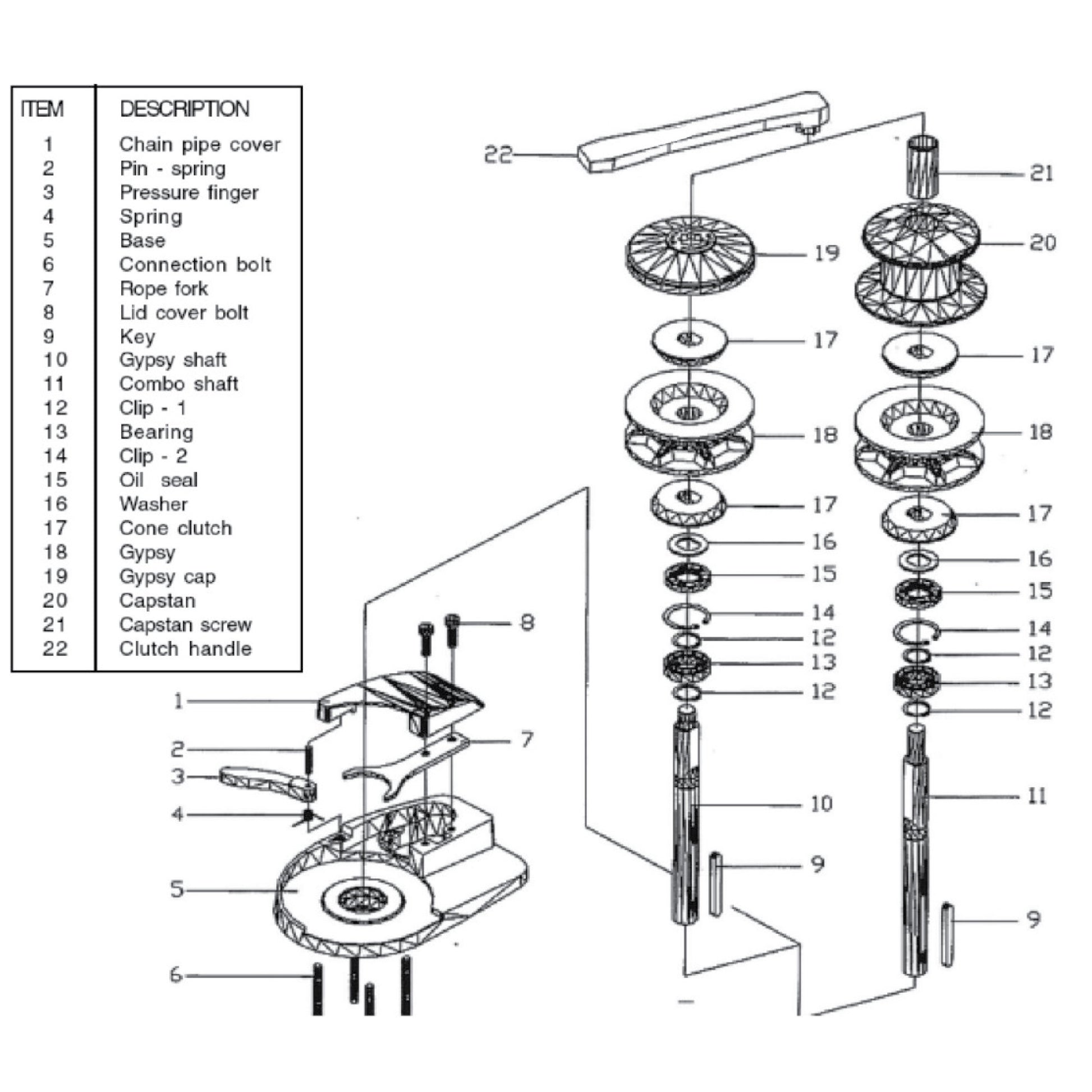 Pressure Finger Assembly (for Windlasses FO-3287 & FO-3931) - FO3710 - Five Oceans