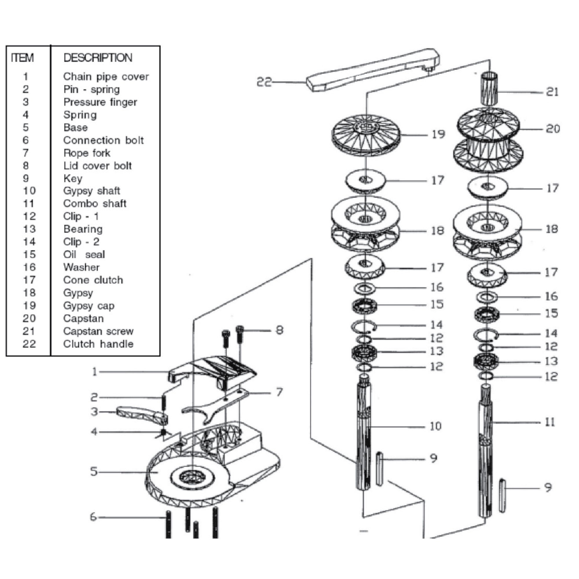 Pressure Finger Assembly (for Windlass FO-3444) - FO3712 - Five Oceans