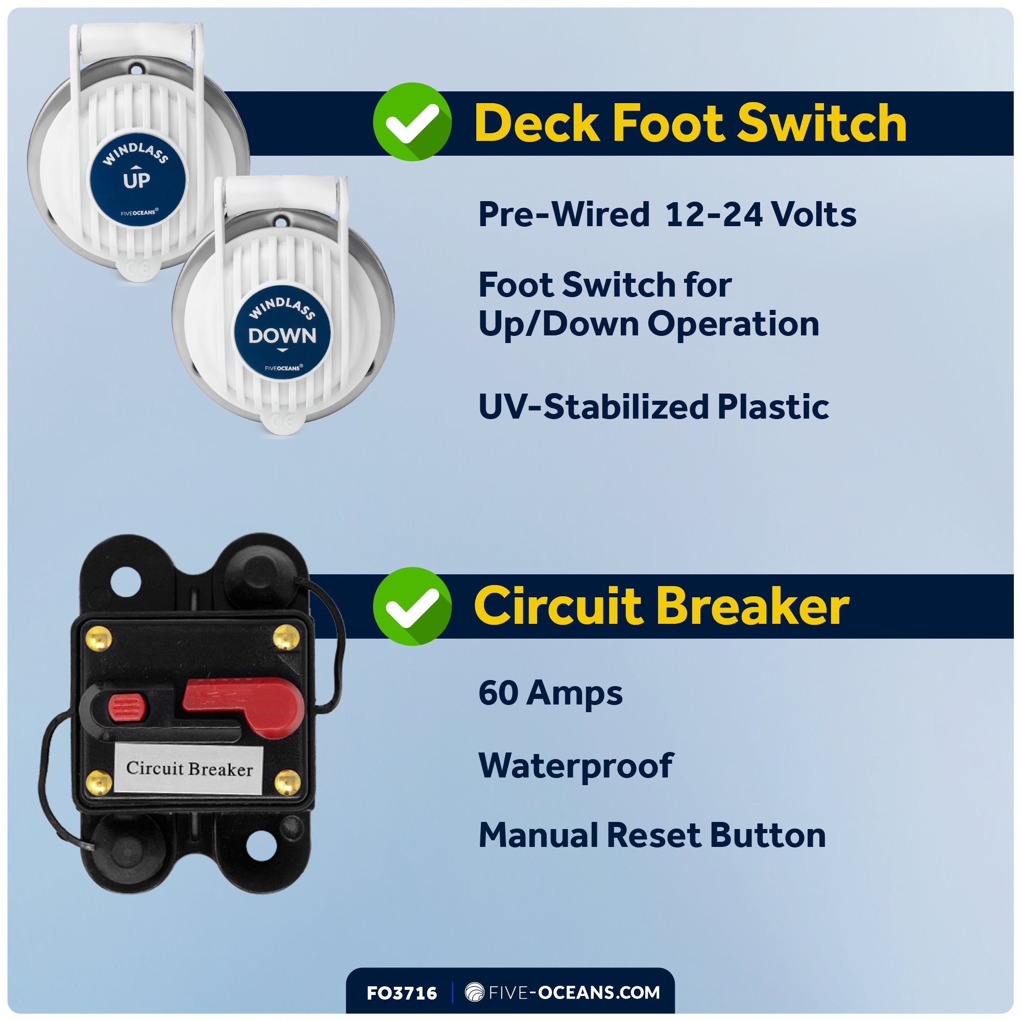 Vertical Capstan Windlass 900W, 12V - Arctic Series - FO3716 - Five Oceans