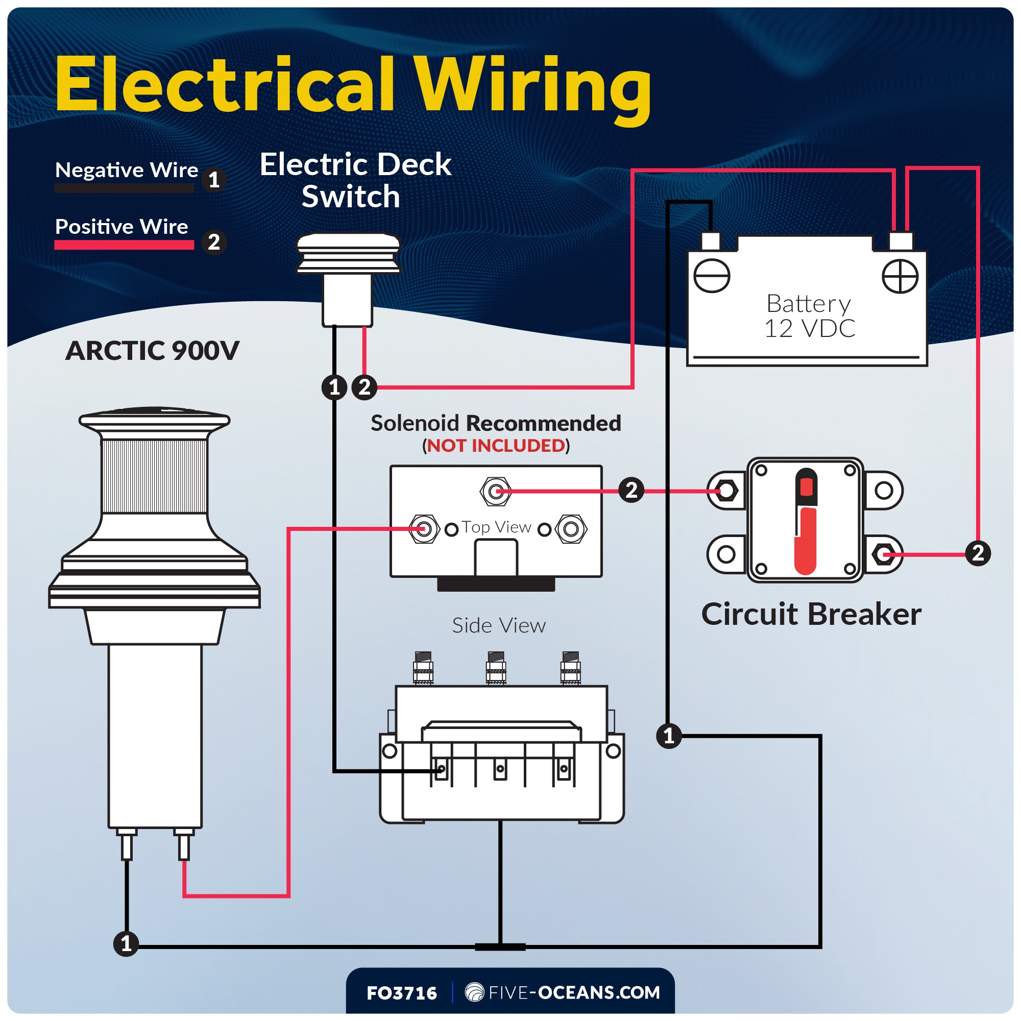 Vertical Capstan Windlass 900W, 12V - Arctic Series - FO3716 - Five Oceans