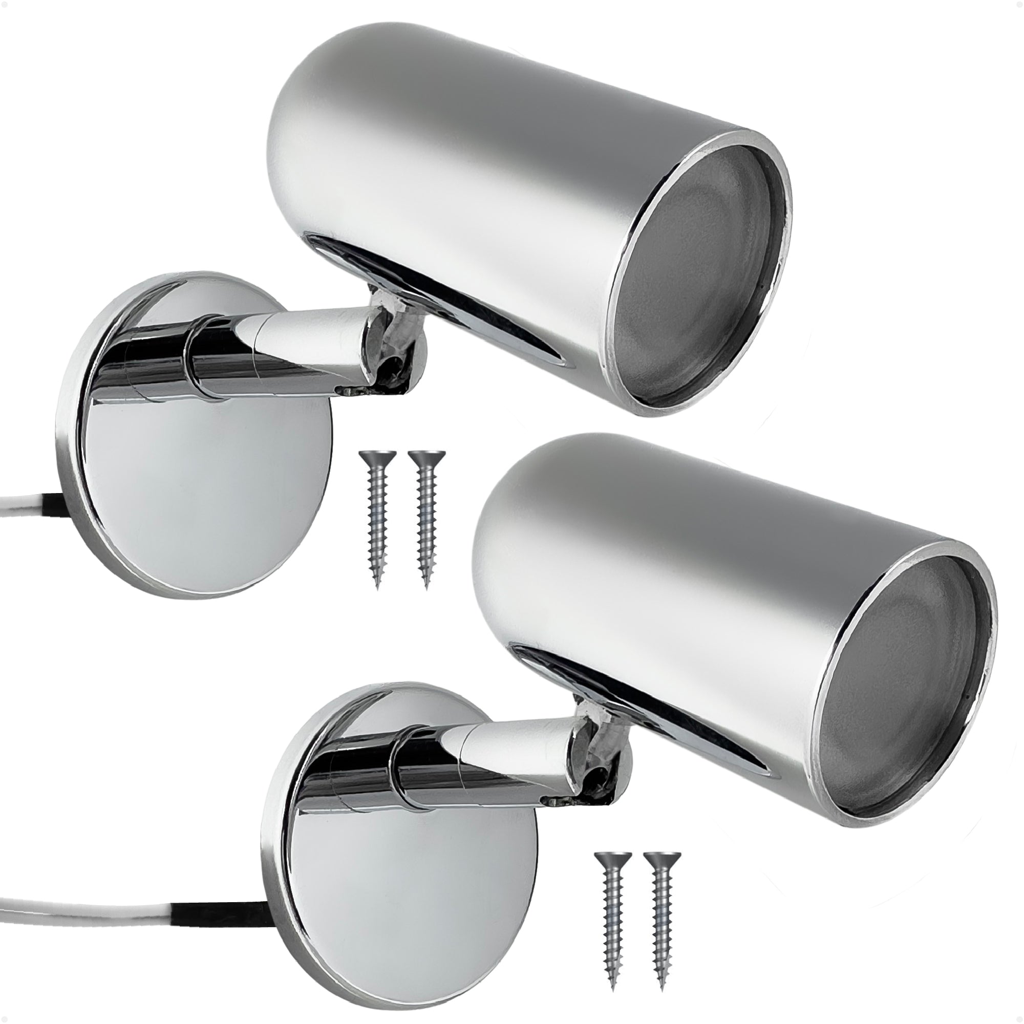 LED Surface-Mount Reading Light, Warm White, High-Quality Chrome Plated Brass, 12-30V, 2-Pack - FO3733-M2 - Five Oceans