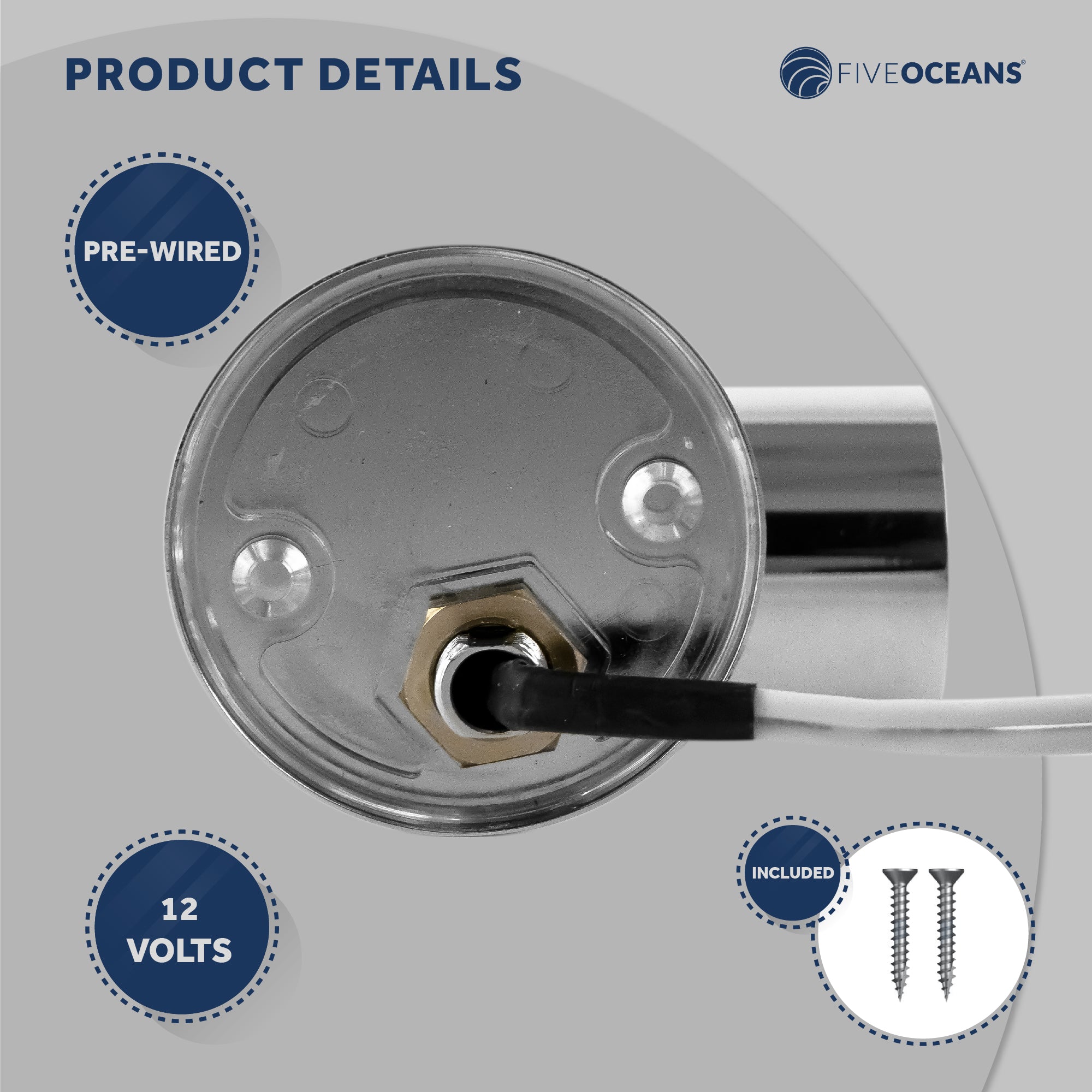 RV LED Reading Light, Warm White, 52 LM, 12-30V DC, 2-Pack - FO3733-M2 - Five Oceans
