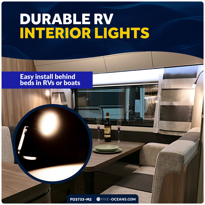 LED Surface-Mount Reading Light, Warm White, High-Quality Chrome Plated Brass, 12-30V, 2-Pack - FO3733-M2 - Five Oceans