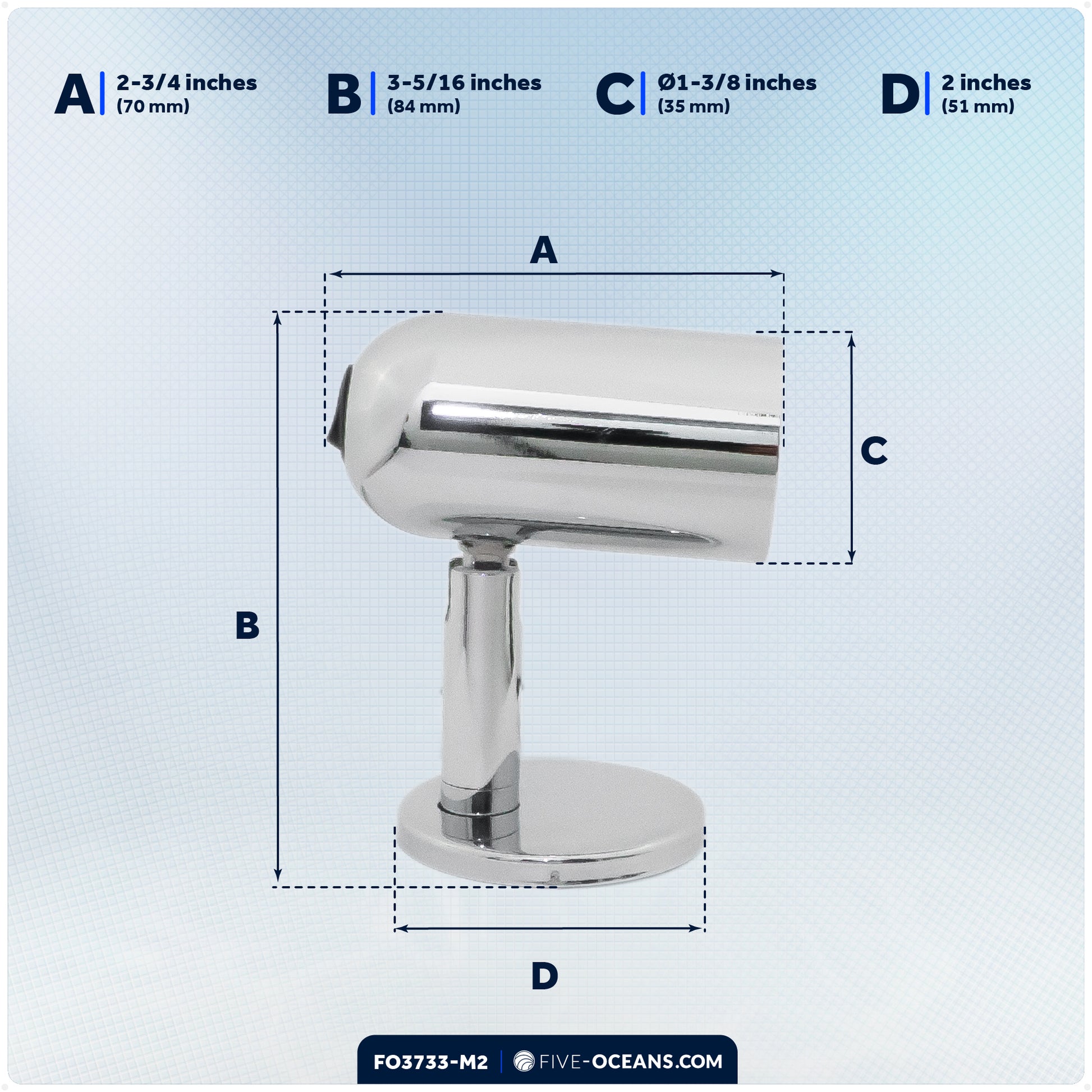 LED Reading Light, Warm White, 52 LM, 12-30V DC, 2-Pack - RV, Marine, Camper - FO3733-M2 - Five Oceans